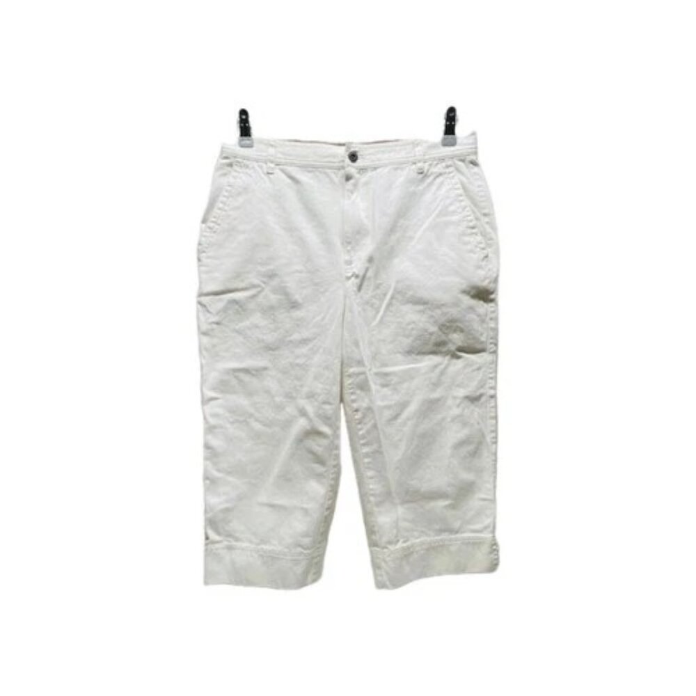 Liz Claiborne Capri Pant Women's 12 White Denim Twill Side Pockets‎ Capris GUC